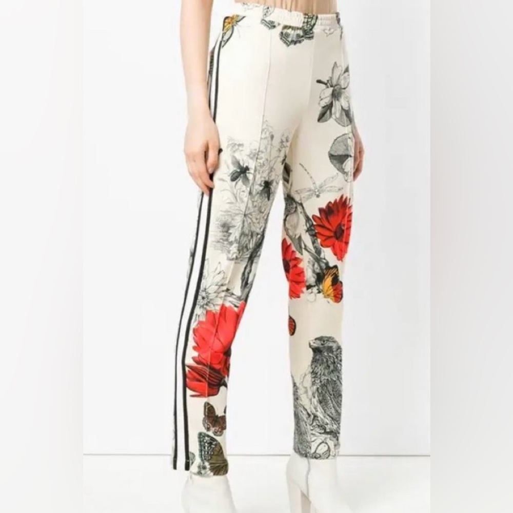 MONCLER ‬‬ ‪‪Floral & Bird Print Straight-Leg Track Pants size SMALL